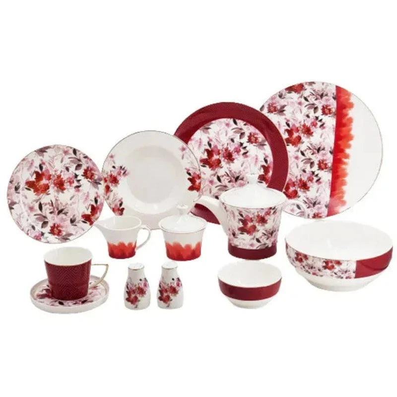 Dinner Set Red Floral (47pcs Set)