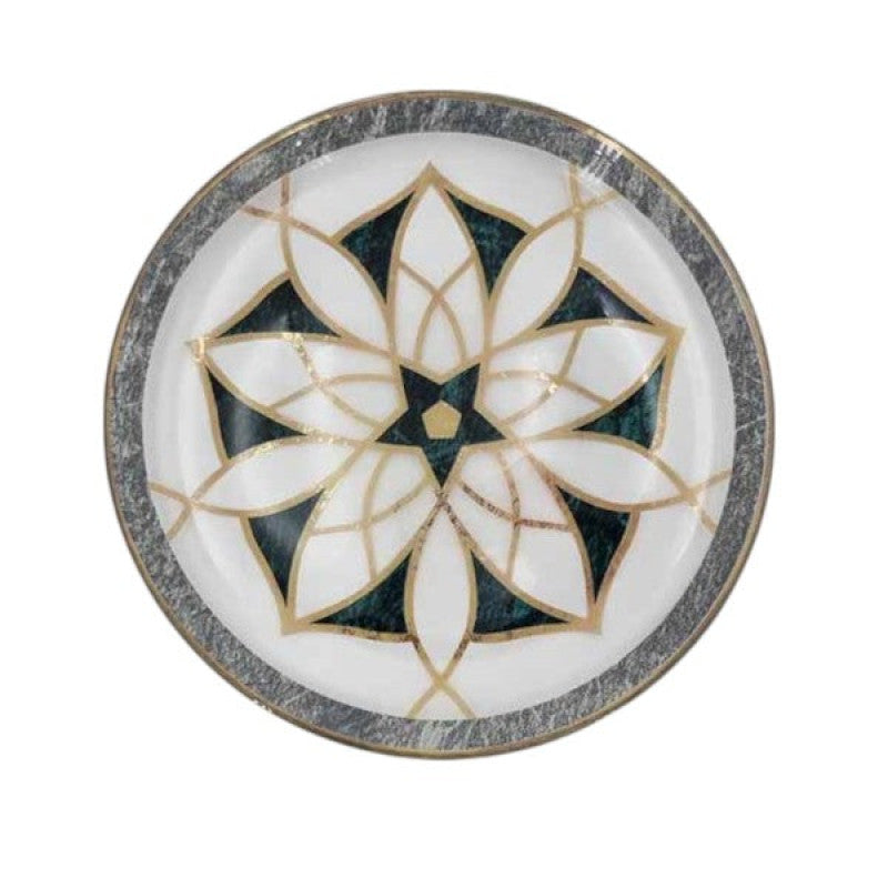 8 Inch Green Design Porcelain Plate 48c MK209 | Elegant Single Plate Adornia Pakistan