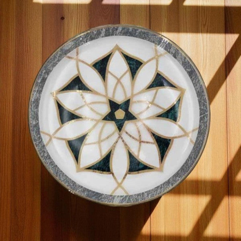 8 Inch Green Design Porcelain Plate 48c MK209 | Elegant Single Plate Adornia Pakistan