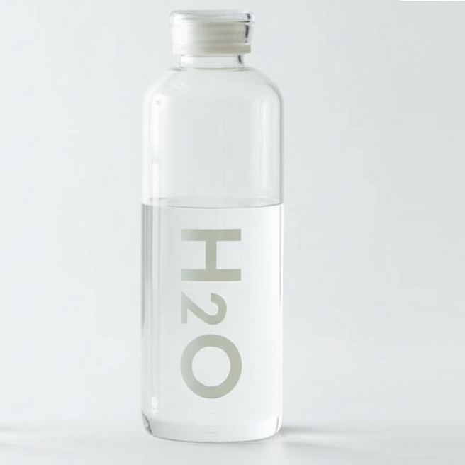 H2O LumiVac Glass Water Bottle with Vacuum Lid