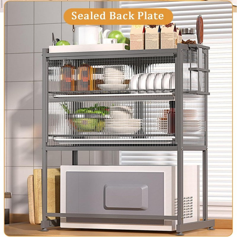 Microwave Stand With Storage Cabinets Dustproof Cupboards Dish Storage Racks Knife Tableware Storage Racks