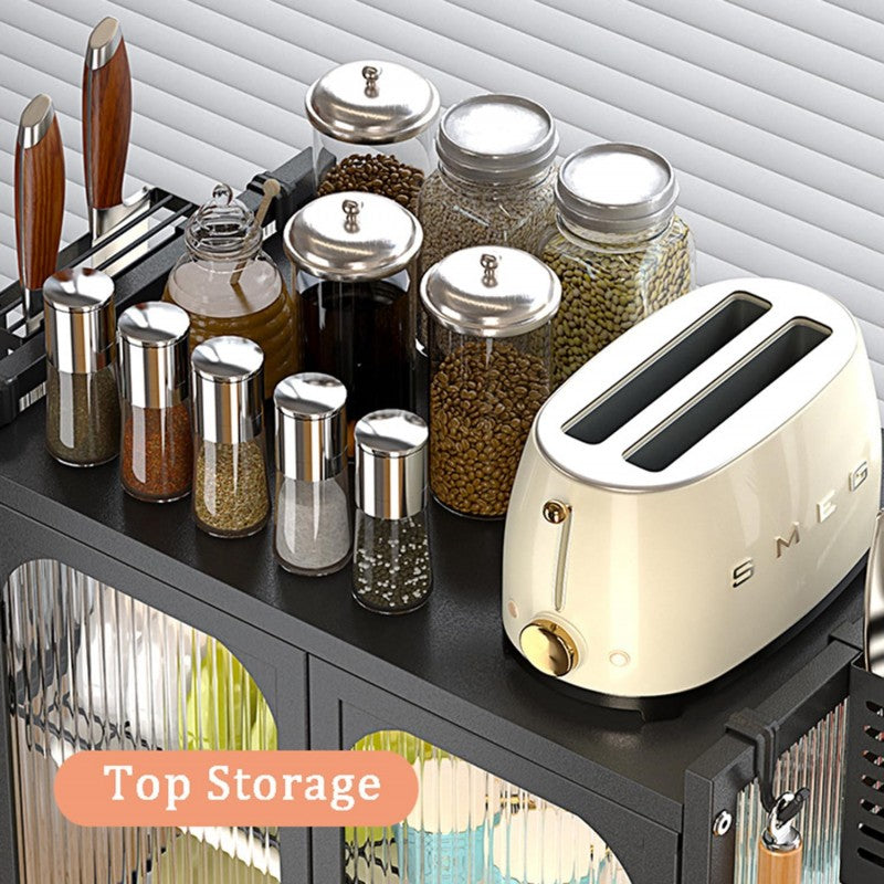Microwave Stand With Storage Cabinets Dustproof Cupboards Dish Storage Racks Knife Tableware Storage Racks