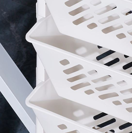 1pc Movable Bookshelf with Wheels Plastic Multilayer Capacity Desk Organizer Table Side Storage Basket Cart for School Classroom Home (6 Layer)