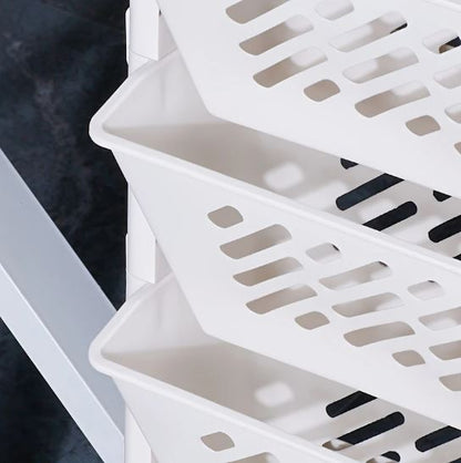 1pc Movable Bookshelf with Wheels Plastic Multilayer Capacity Desk Organizer Table Side Storage Basket Cart for School Classroom Home (6 Layer)