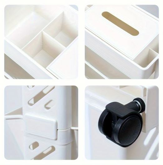 1pc Movable Bookshelf with Wheels Plastic Multilayer Capacity Desk Organizer Table Side Storage Basket Cart for School Classroom Home (6 Layer)