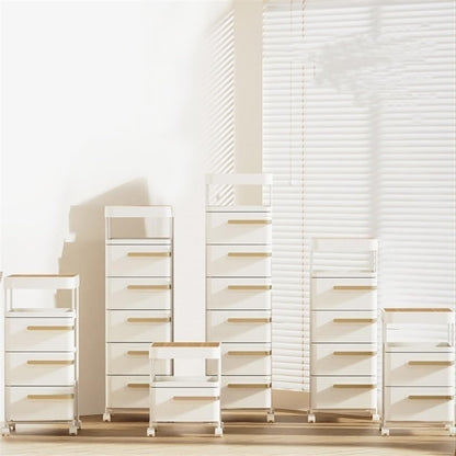 Multi-Tier Storage Cart with Drawers, Portable Rolling Organizer for Office, Bedroom, Living Room, and Bathroom