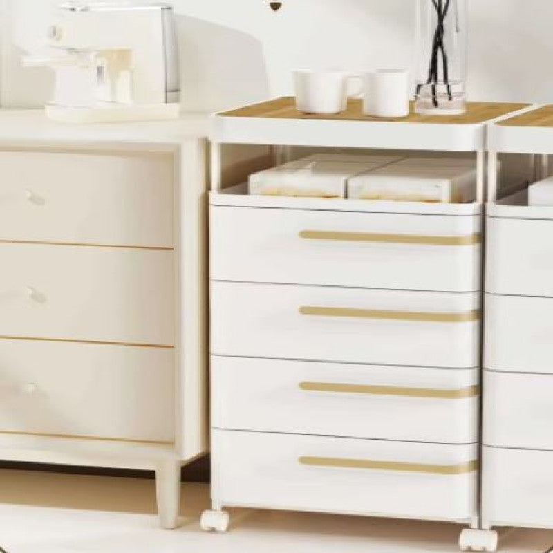 Movable Nightstand with Wheels | Multi-Tier Storage Cart with Drawers for Bedroom, Office & Living Room