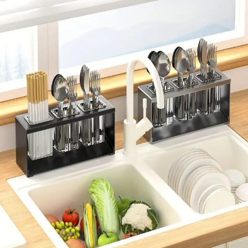 Multi-Functional Kitchen Utensil Organizer | Chopstick Holder & Compartments for Knives, Forks & Spoons