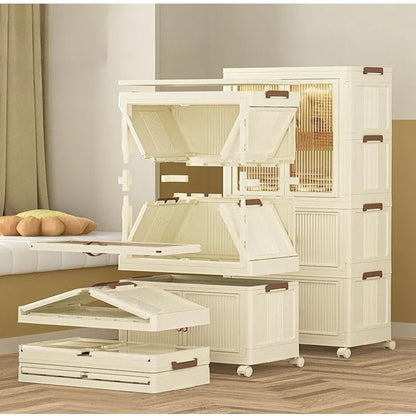 3 Layers Stylish Multi-Functional Storage Cabinet & Childrens Wardrobe, Portable Closet for Kids