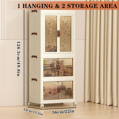 3 Layers Stylish Multi-Functional Storage Cabinet & Childrens Wardrobe, Portable Closet for Kids