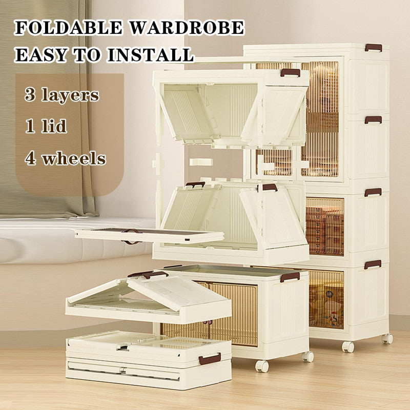 3 Layers Stylish Multi-Functional Storage Cabinet & Childrens Wardrobe, Portable Closet for Kids