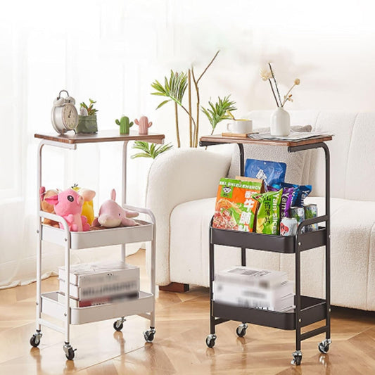 Multi-Tier Storage Trolley with Table Board – Rolling Organizer for Kitchen & Living Room | Adornia.pk
