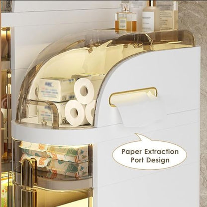 MultiTier Storage Tower, Plastic Bathroom Storage Cabinet with Drawers and Handle for Small Kitchen Laundry