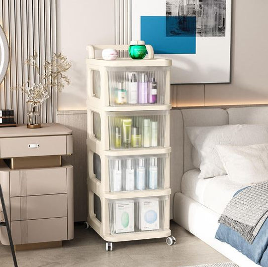 Multifunctional Plastic Utility Cart for Bedroom, Kitchen, Bathroom with Storage (4 Layer)