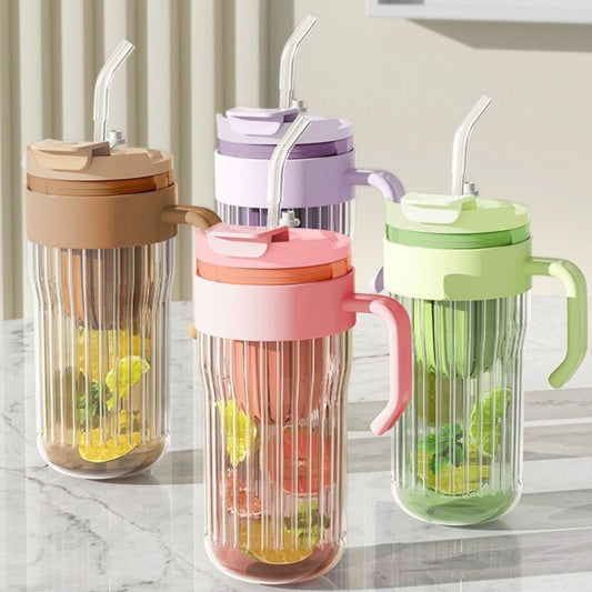 Clear Glass Tumbler with Handle & Infuser Lid