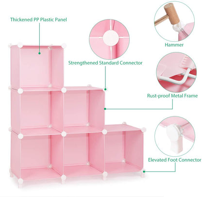 DIY Multipurpose Portable Wardrobe Cabinet Clothes Storage Organizer Almirah - 6 Cubes