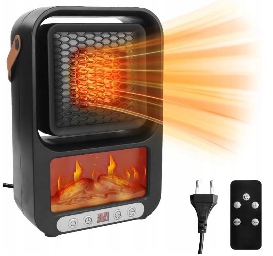 Portable Electric Heater With LED Fireplace Display