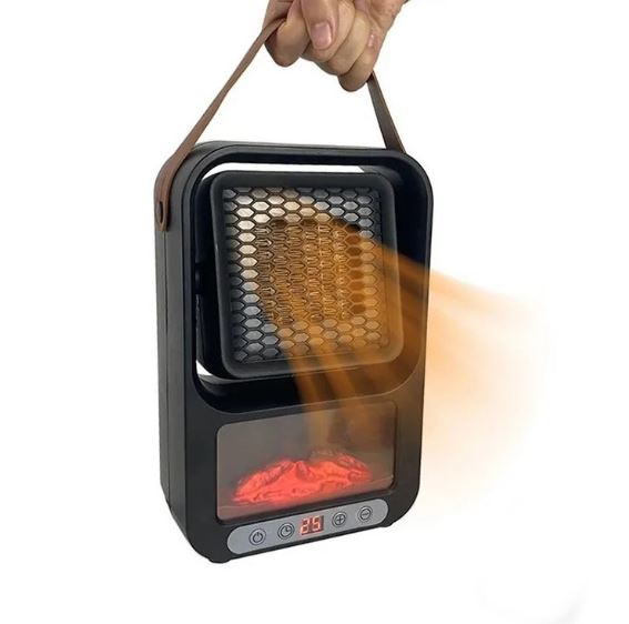 Portable Electric Heater With LED Fireplace Display