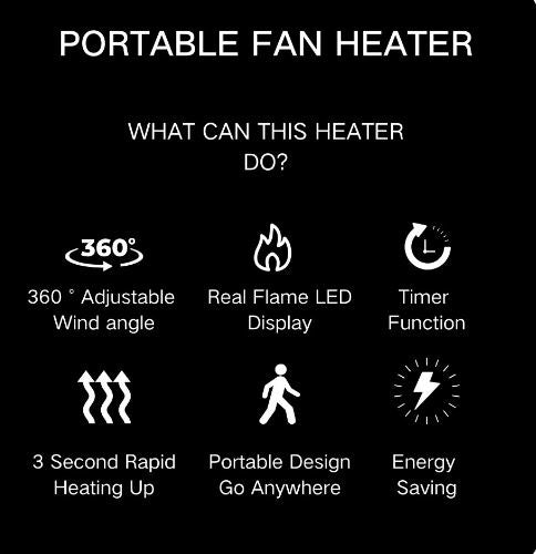 Portable Electric Heater With LED Fireplace Display