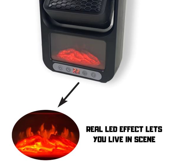 Portable Electric Heater With LED Fireplace Display