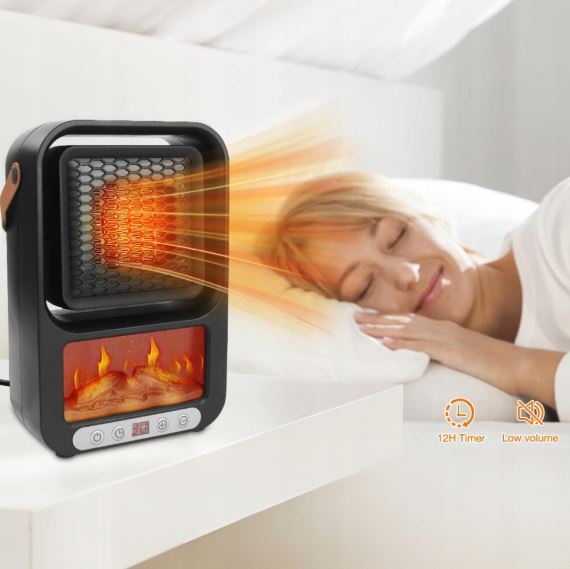 Portable Electric Heater With LED Fireplace Display