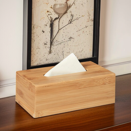 Premium Natural Bamboo Tissue Box Holder & Dispenser