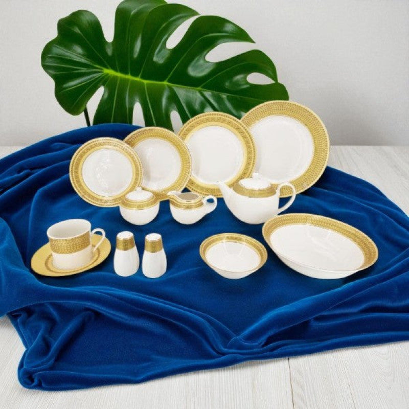 Golden Borders 47P Dinner Set – Elegant Full Crockery Collection | Premium Ceramic Tableware