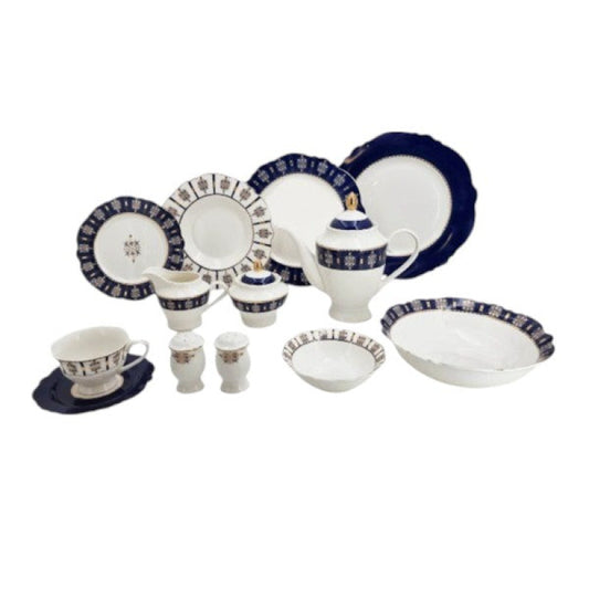 47Pc Dinner Set D-BlueShed ANGLA 1c (RM223) – Elegant Full Crockery Collection | Premium Ceramic Tableware