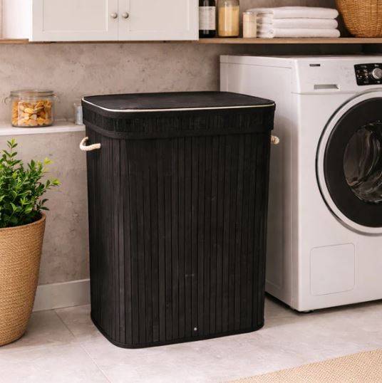 Rectangular Bamboo Laundry Basket