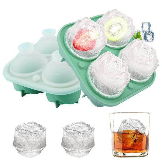 Rose Ice Cube Tray, Silicone Ice Cube Mold (Built-in Funnel), Large Rose Ice Cube Tray