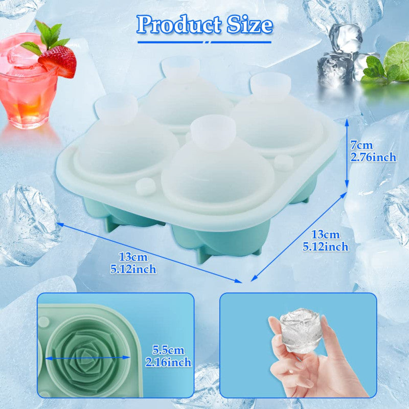 Rose Ice Cube Tray, Silicone Ice Cube Mold (Built-in Funnel), Large Rose Ice Cube Tray