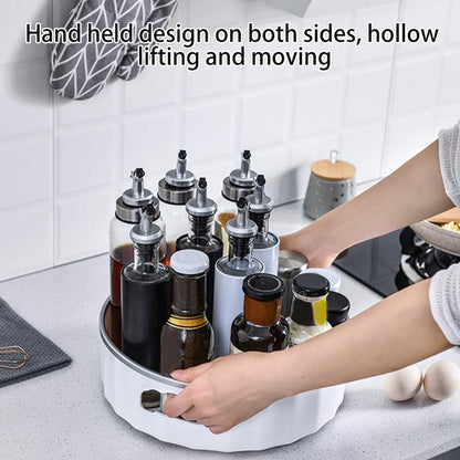 Rotating Tabletop Seasoning Bottle Storage Tray Multifunction Plastic Revolving Spice Rack Cosmetic Tray Rotating Desktop Tray