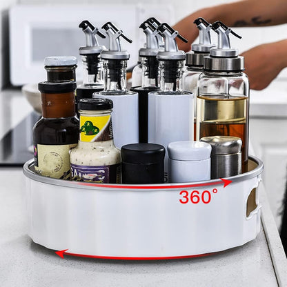 Rotating Tabletop Seasoning Bottle Storage Tray Multifunction Plastic Revolving Spice Rack Cosmetic Tray Rotating Desktop Tray