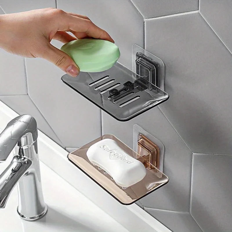 Wall-Mounted Double Layer Soap Rack – No Drilling