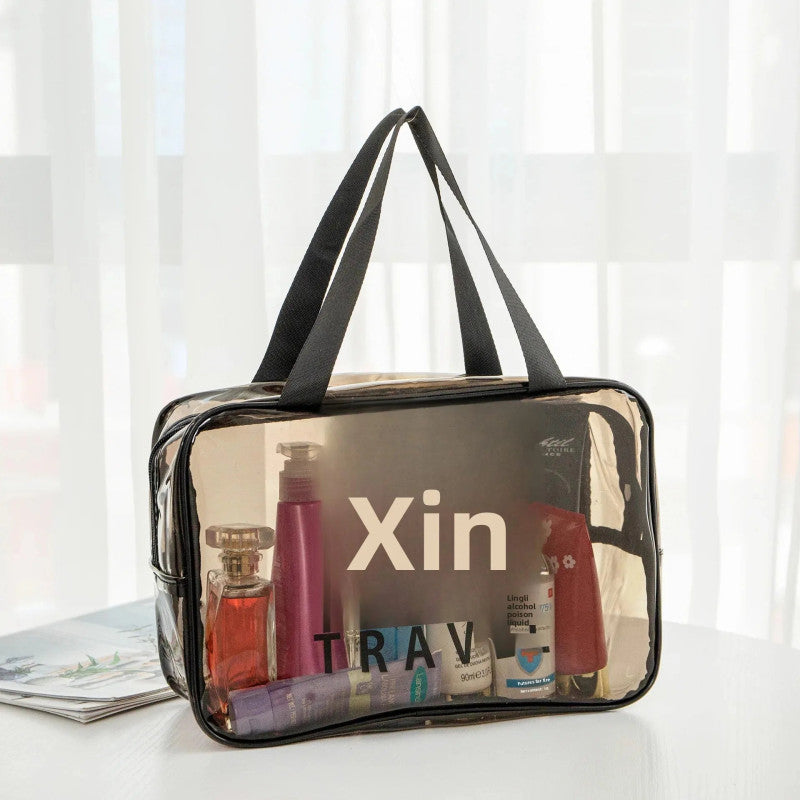 Pack of 3 Large PVC Transparent Cosmetic Bag – Waterproof Handheld Makeup Pouch