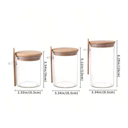 Transparent Airtight Spice & Snack Jars with Lids & Spoons