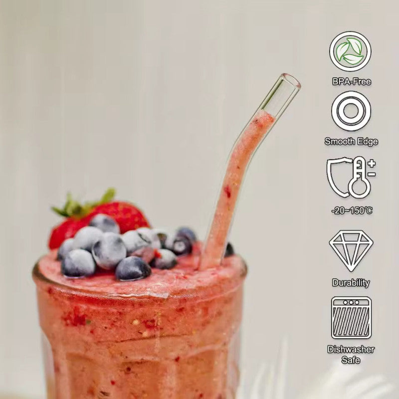 5pcs Reusable Glass Straw Set with Cleaning Brush – Eco-Friendly Drinking Straws