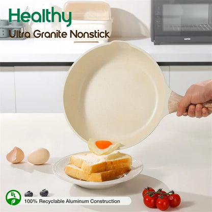 DONNOR 15-Piece Non-Stick Cookware Set | Premium Aluminum Pots & Pans with Glass Lids | Induction & Gas Compatible