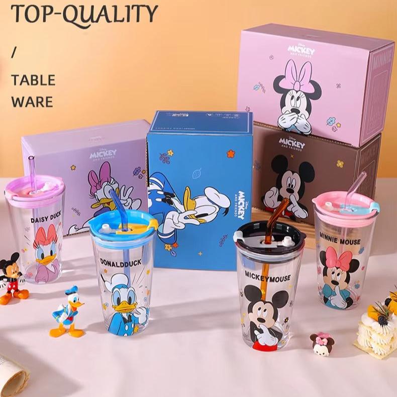 DISNEY Mickey & Friends Sipper Glass With Lid & Straw