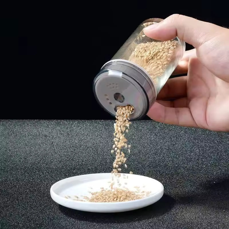 Rotating Spice Rack with Glass Bottles – Kitchen Organizer