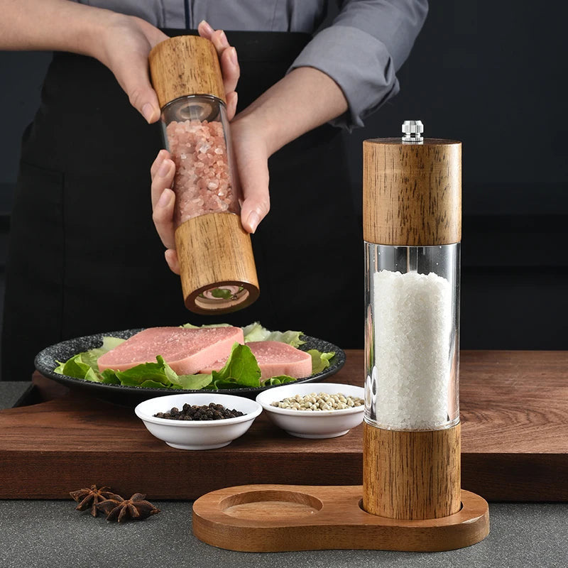 Wood & Acrylic Pepper Crusher – Adjustable Spice Grinder