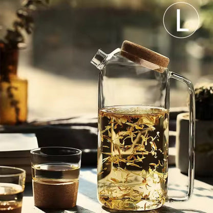 Heat-Resistant Borosilicate Glass Teapot with Cork Lid – Flower Kettle