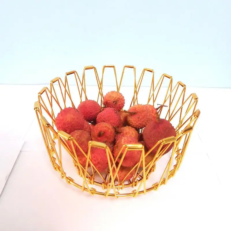 Foldable Stainless Steel Fruit Bowl – Large Capacity Wire Basket