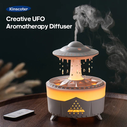Premium Rain Drop Humidifier – LED Flame Mist Aroma Diffuser