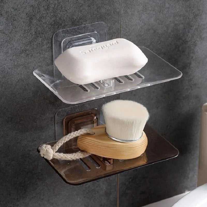 Wall-Mounted Double Layer Soap Rack – No Drilling