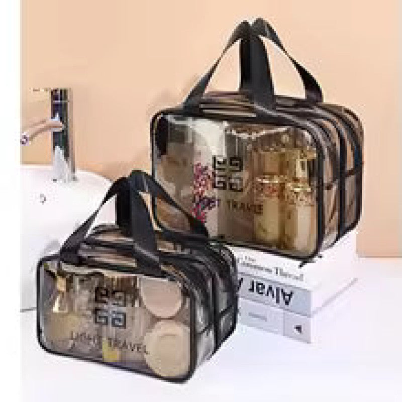 Double Layer Transparent Cosmetic Bag – Large Travel Makeup Organizer