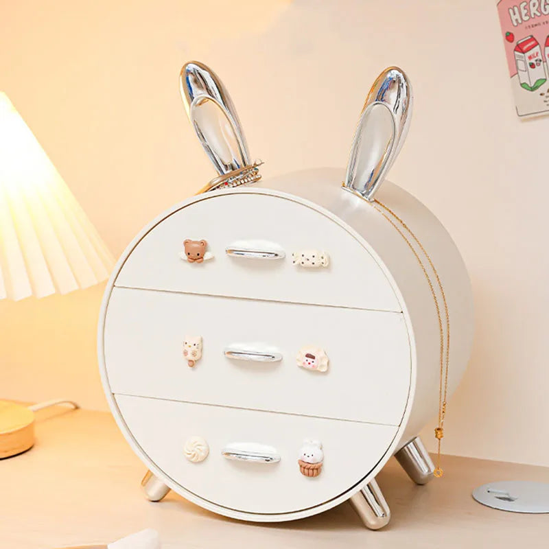 Cartoon Bunny Hairpin Storage Box – Multi-Layer Desk Organizer