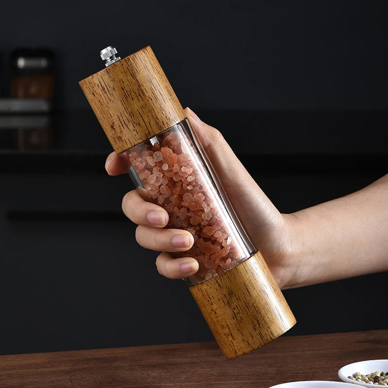 Wood & Acrylic Pepper Crusher – Adjustable Spice Grinder