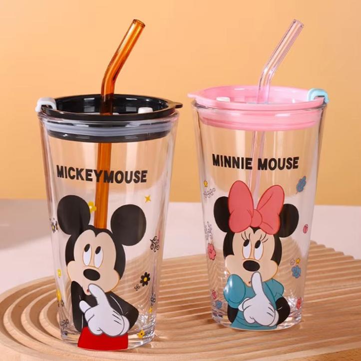 DISNEY Mickey & Friends Sipper Glass With Lid & Straw