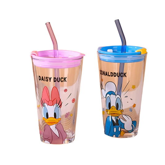 DISNEY Mickey & Friends Sipper Glass With Lid & Straw